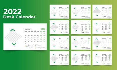 Desk calendar design 2022 template Set of 12 Months, Week starts Monday, Stationery design, calendar planner
