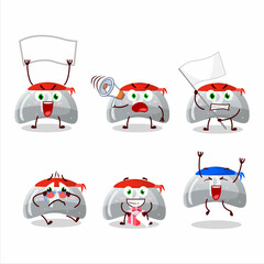 Mascot design style of curve white gummy candy character as an attractive supporter