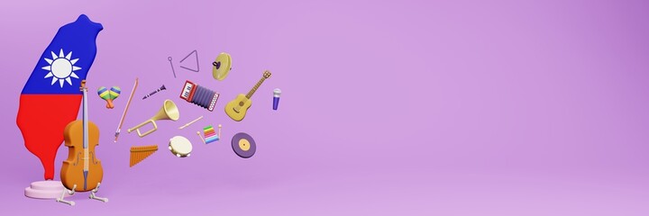 3d rendering of musical instrument usage and interest in Taiwan 