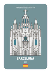 Temple Expiatori del Sagrat Cor in Barcelona, Spain. Architectural symbols of European cities