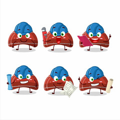 architect curve red gummy candy cute mascot character with pliers