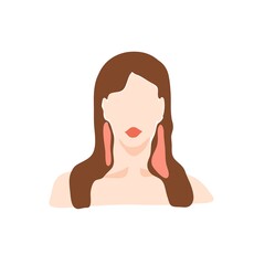 Hand drawn vector abstract stock flat graphic contemporary aesthetic fashion illustration with bohemian,beautiful modern female portrait in simple trendy minimal style isolated on white background.