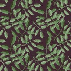 Seamless pattern with leaves for fabrics and textiles
