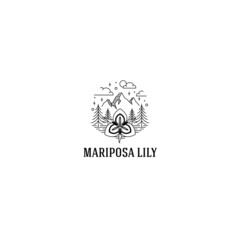 Minimalist silhouette Mariposa Lily logo design