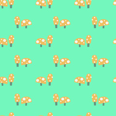 Cute mushrooms background pattern for kids.