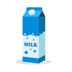 Milk carton box vector illustration flat style on white background 