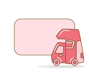 blank note board with motor home or recreational vehicle vector illustration