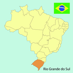 brazil map, rio grande do sul state, vector illustration 