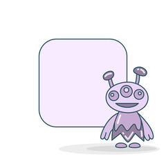 blank note board with monster vector illustration