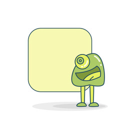 blank note board with monster vector illustration