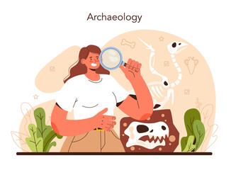 Archaeologist concept. Ancient history scientist or paleontologist.