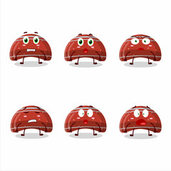 Character cartoon of curve red gummy candy with scared expression