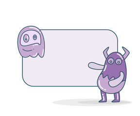 blank note board with monster vector illustration