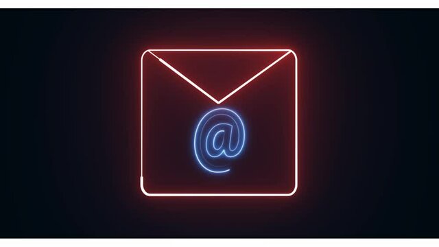 e mail icon neon lighting effect