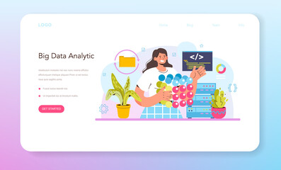 Big data analytics web banner or landing page. Big data from different