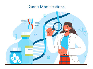 Bioengineering concept. Biotechnology, gene therapy and research.