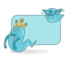 blank note board with monster vector illustration