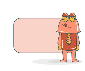 blank note board with monster vector illustration