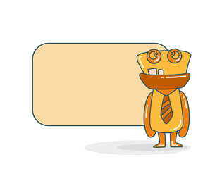 blank note board with monster vector illustration