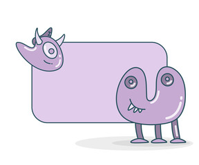 blank note board with monster vector illustration