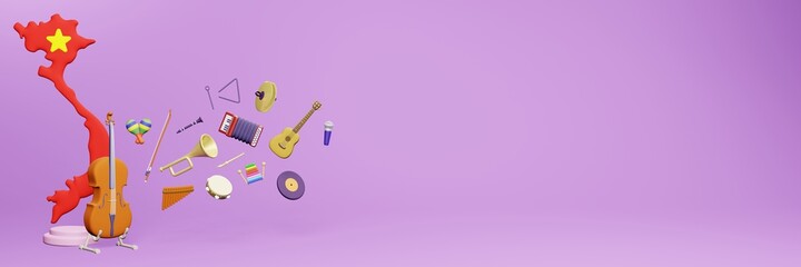 3d rendering of musical instrument usage and interest in Vietnam 