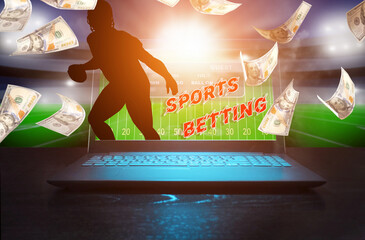 Online sports betting concept. American football