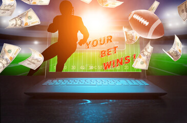 Online sports betting concept. American football