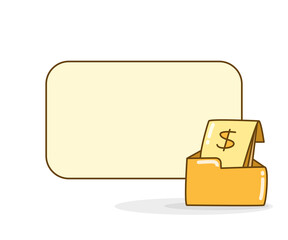 blank note board with dollar in folder vector illustration