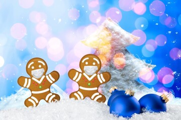 Stay home quarantine from Covid-19. Christmas gingerbread men