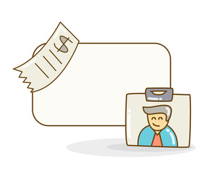 blank note board with business card and dollar bill vector illustration