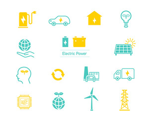 環境アイコン　電力セット　エネルギー　SDGs