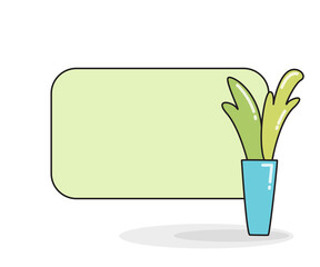 blank note board with plant vase vector illustration