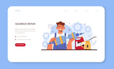 Car repair service web banner or landing page. Automobile