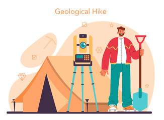 Geology concept. Scientist study structure, evolution and dynamics