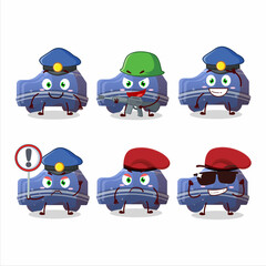 A dedicated Police officer of blue car gummy candy mascot design style