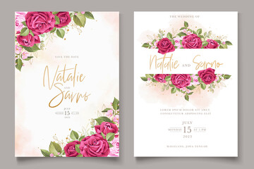 elegant watercolor floral wedding invitation card set