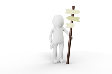 3D Man is Posing with Signs and Symbols