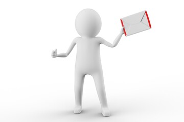 3D Man is Posing with Signs and Symbols