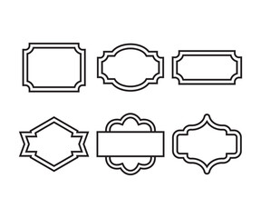 banner and label frame set line vector illustration