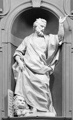FORLÍ, ITALY - NOVEMBER 11, 2021: The statue of St. Mark the Evangelist in the church Chiesa di Santa Lucia by Antonio Trentanove (1840 - 1812).