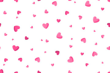 Fototapeta na wymiar Seamless pattern of pink hearts 