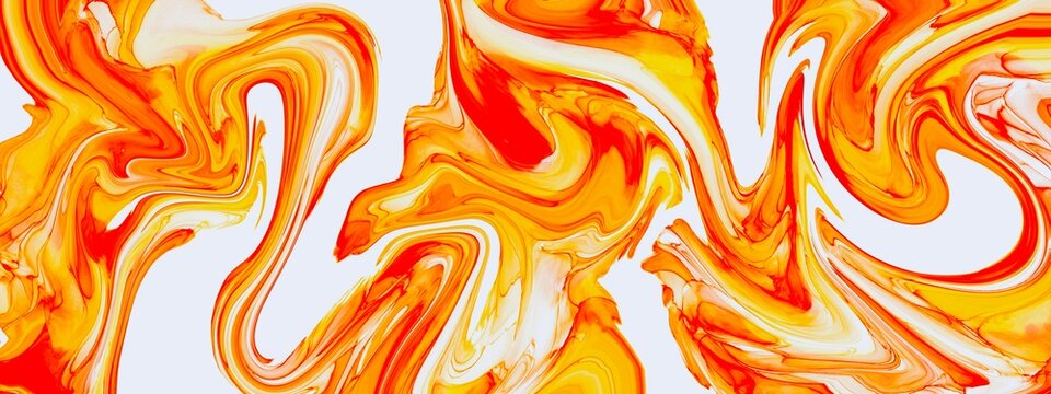 Orange and white abstract background, fluid watercolour painting, modern hand drawn art, marble fiery graphic, trendy decoration with flames idea, wallpaper for print