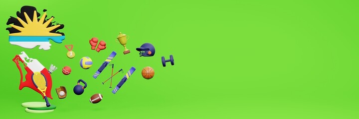 Fototapeta premium 3d rendering of sports equipment in Antigua and Barbuda for website cover