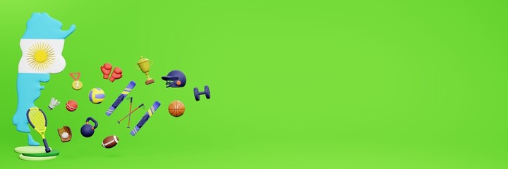 3d rendering of sports equipment in Argentina for website cover

