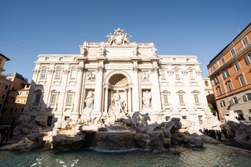 Fototapeta na wymiar Trevi Fountain, Rome, Italy. Rome baroque architecture and landmark.