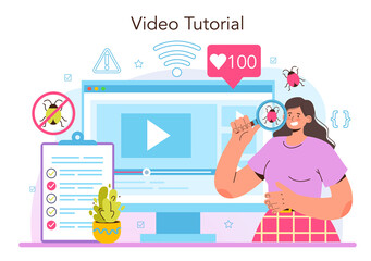 Software tester online service or platform. Application or website