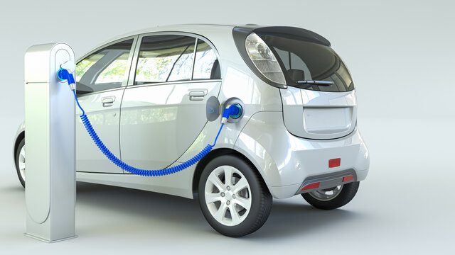 White Electric car charging