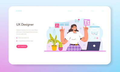UX designer web banner or landing page. App interface improvement.