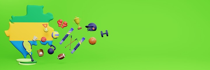 3d rendering of sports equipment in Gabon for website cover