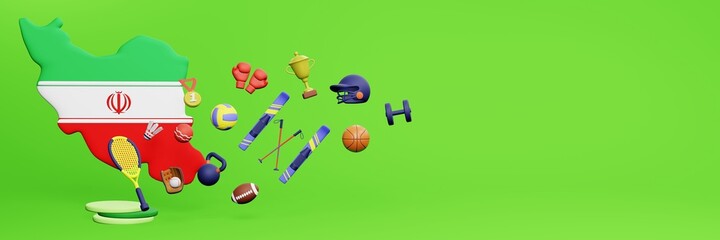 3d rendering of sports equipment in Iran for website cover